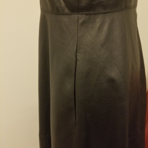 Sleeveless Faux Leather Vegan Little Black Dress - Picture 4 of 6